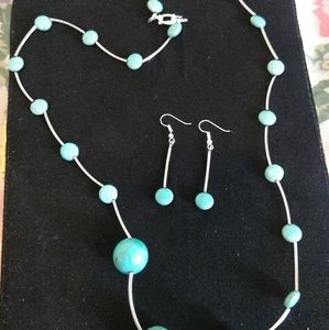 Silver and Turquoise necklace and earrings